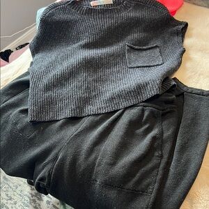 Freya Black Knit Sweater and Pants Set